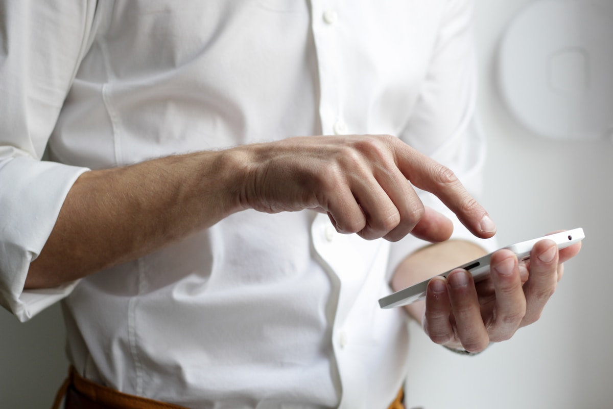 Business professional using a smartphone